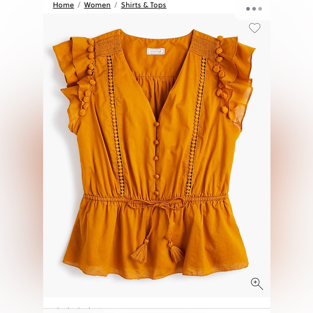 J. Crew Mustard Ruffle Sleeve Blouse